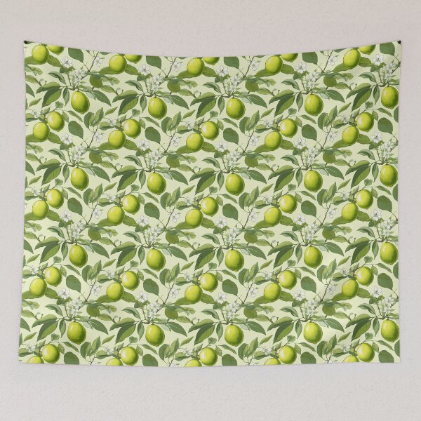 Item preview, Vintage Botanical Illustration of Lime (Citrus Aurantiifolia) Seamless Pattern designed and sold by ShobulousStudio.