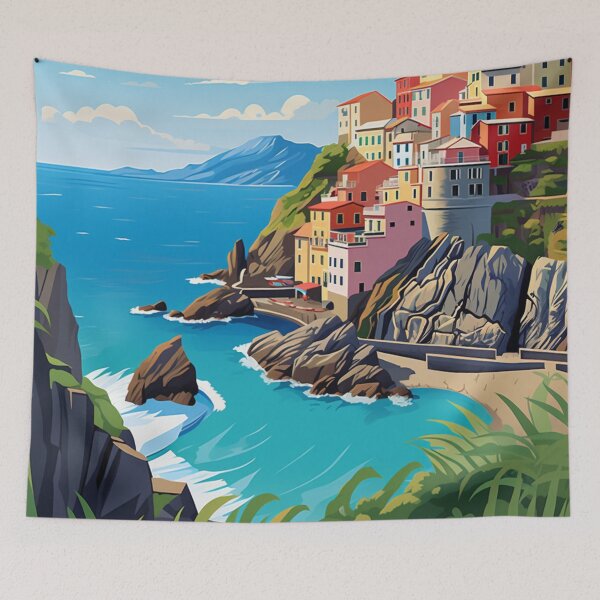 Item preview, A Pop Art Travel Print of Cinque Terre - Italy  designed and sold by StudioRedKoala.
