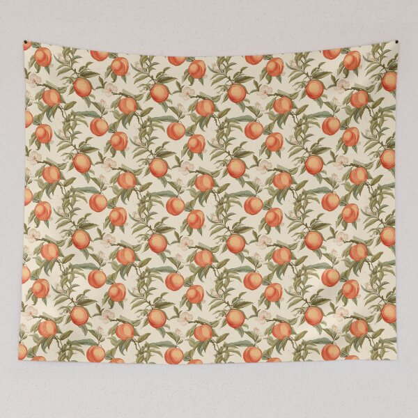 Item preview, Vintage Botanical Illustration of Peach (Prunus Persica) Seamless Pattern designed and sold by ShobulousStudio.