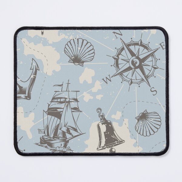 Item preview, Nautical elements anchor compass bell yacht pattern designed and sold by TheRightHonMP.
