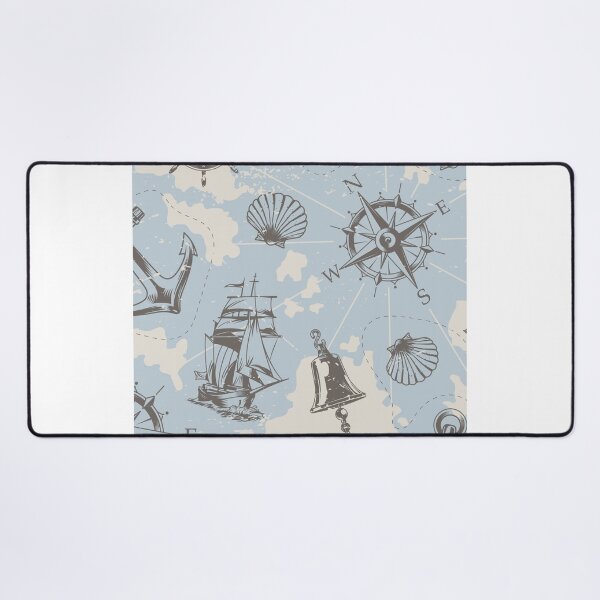 Item preview, Nautical elements anchor compass bell yacht pattern designed and sold by TheRightHonMP.
