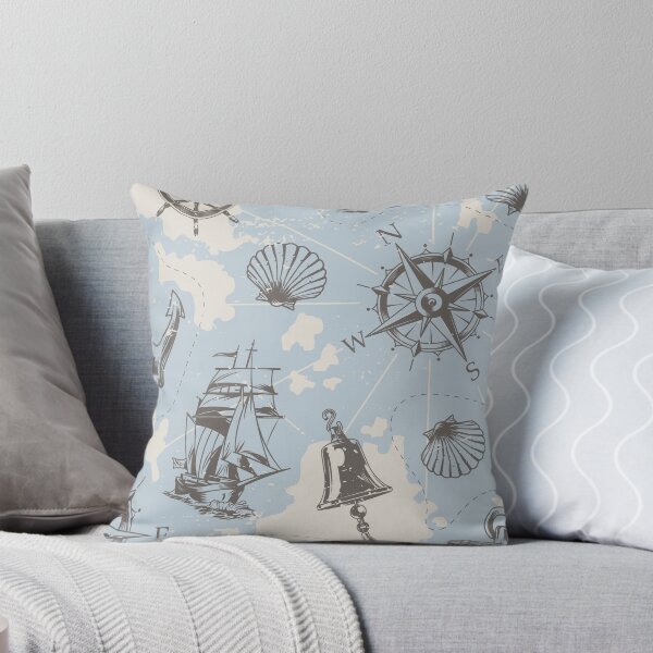 Item preview, Nautical elements anchor compass bell yacht pattern designed and sold by TheRightHonMP.