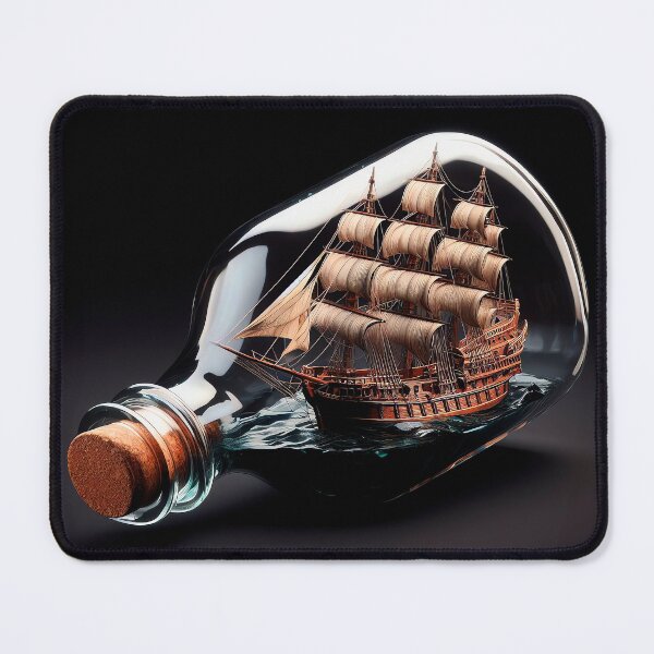 Item preview, Pirate ship in a bottle - AI art designed and sold by al-mi-ko.