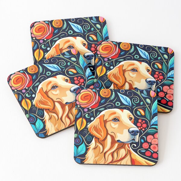 Artikelvorschau, Golden Retriever Psychedelischer Jugendstil entworfen und verkauft von typogracat.