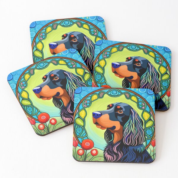 Item preview, Gordon Setter Stained Glass Art Nouveau designed and sold by typogracat.