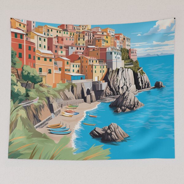 Item preview, A Pop Art Travel Print of Cinque Terre - Italy  designed and sold by StudioRedKoala.
