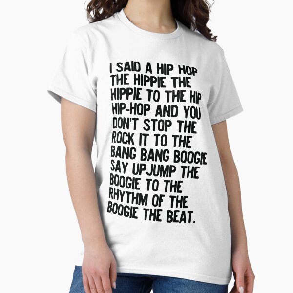 Vista previa del artículo con la obra «Rappers Delight - Arte lírico de Sugar Hill Gang - Póster de música hip hop - Canción clásica de rap - Dije un hip hop», diseñado y vendido por HoneymoonHotel.