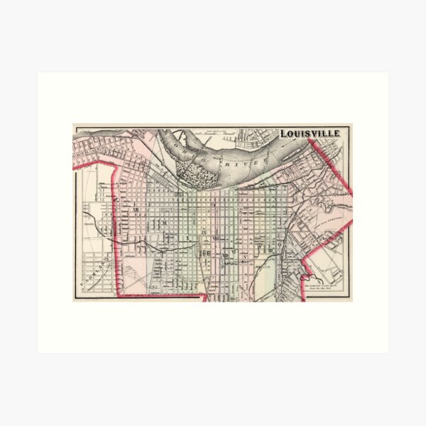 Item preview, Vintage Map of Louisville Kentucky (1884) designed and sold by BravuraMedia.