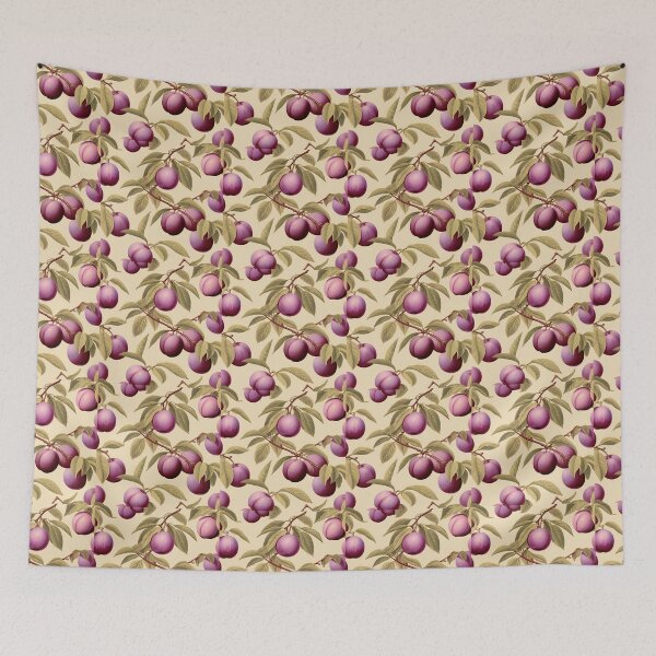 Item preview, Vintage Botanical Illustration of Plum (Prunus domestica) Seamless Pattern Design designed and sold by ShobulousStudio.