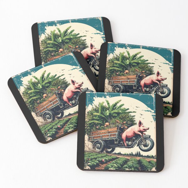 Item preview, Pig transport vegetables on cargo bike designed and sold by TomFrontierArt.