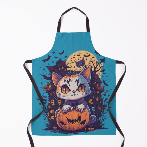 Item preview, Kitten with pumpkin and haunted mansion Halloween designed and sold by Tandilia Store.
