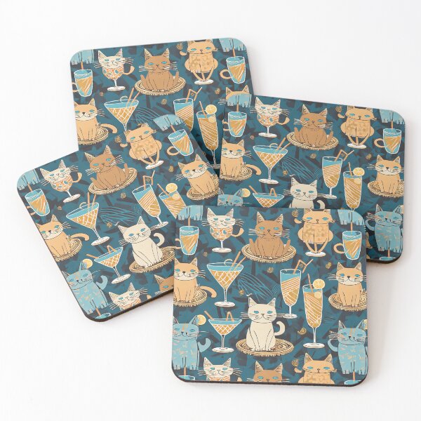 Item preview, Mid-Century Cats & Cocktails Pattern designed and sold by GooGooPop.