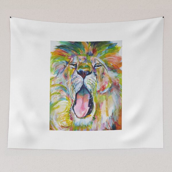 Item preview, LION YAWNING - watercolor portrait designed and sold by lautir.