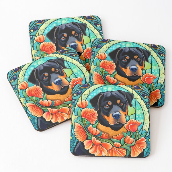 Artikelvorschau, Rottweiler Buntglas Jugendstil entworfen und verkauft von typogracat.