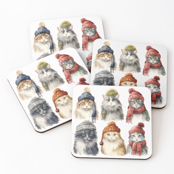 Item preview, Watercolor Christmas Cats designed and sold by Autaporn199.