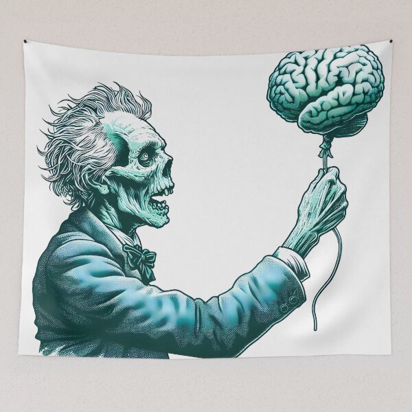 Item preview, Happy Zombie with a Brain Balloon designed and sold by CinEmmaDesign.