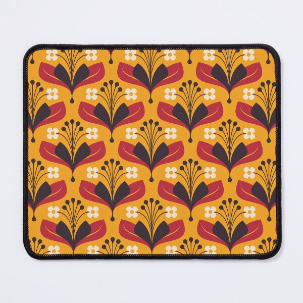 Item preview, KF 0165 A - Vintage Retro 70s Blooming Daisies Floral Pattern in Yellow and Red designed and sold by KhakiFinch.
