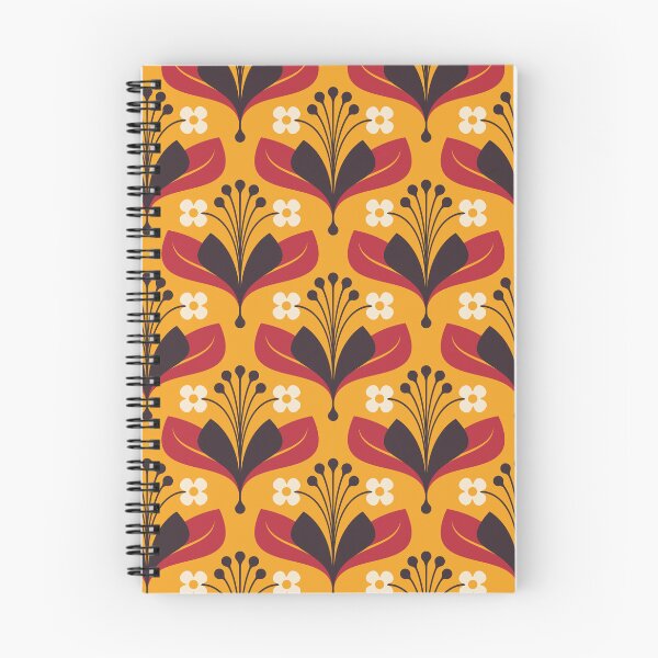 Item preview, KF 0165 A - Vintage Retro 70s Blooming Daisies Floral Pattern in Yellow and Red designed and sold by KhakiFinch.