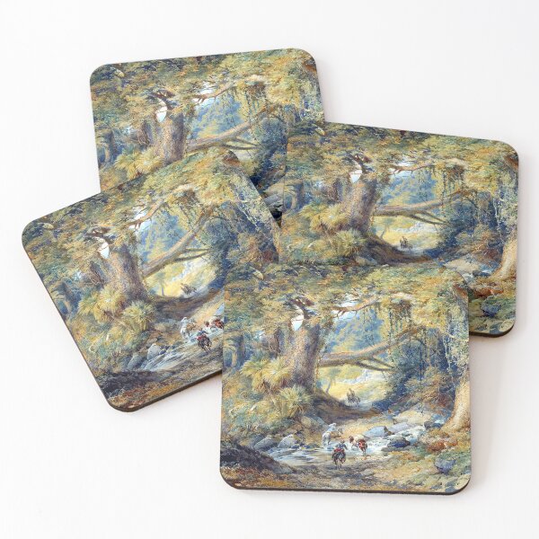 Item preview, Crossing the Teremakau River 1869 New Zealand, Nicholas Chevalier designed and sold by RocketshipRetro.