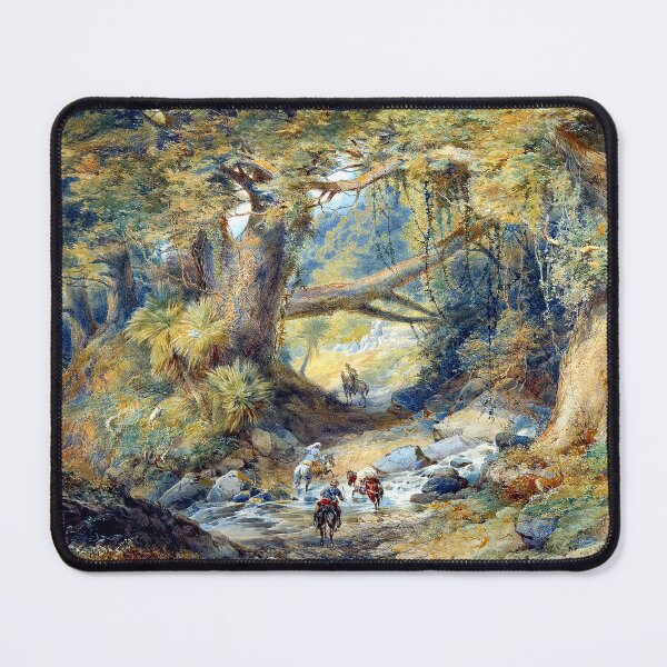 Item preview, Crossing the Teremakau River 1869 New Zealand, Nicholas Chevalier designed and sold by RocketshipRetro.