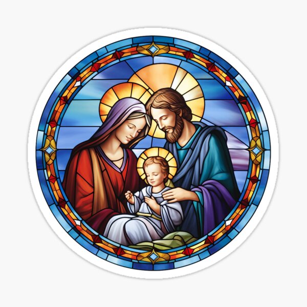 Item preview, Jesus Mary And Joseph Nativity Stained Glass designed and sold by OutbreakDesigns.