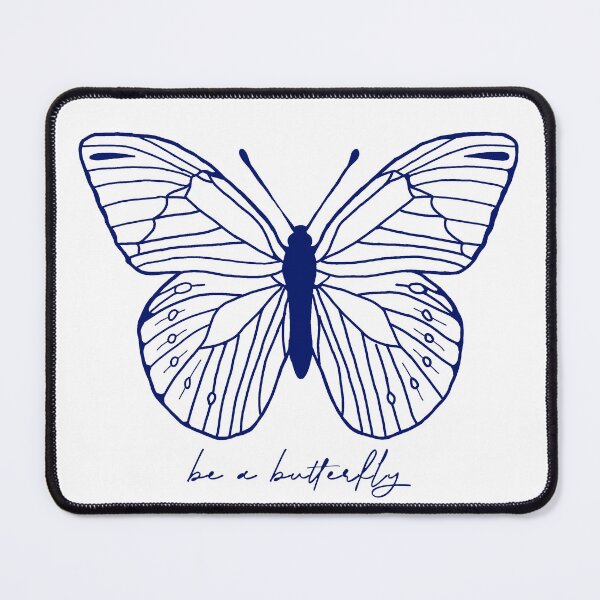 Item preview, be a butterfly blue outline art designed and sold by AveMariaArt.