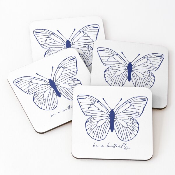 Item preview, be a butterfly blue outline art designed and sold by AveMariaArt.