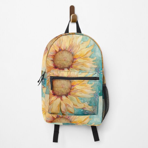 Item preview, A Watercolour Yellow Sunflower Against a Turquoise Background designed and sold by AgathaZolastore.