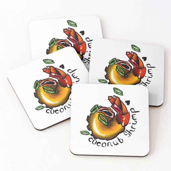 Artikelvorschau, Kokosgarnelen-niedliche Illustration entworfen und verkauft von Dealt Illustration.