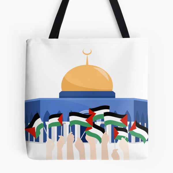 Item preview, Dome of the Rock Mosque with Hands Waving Palestine Flag designed and sold by Fananaa.