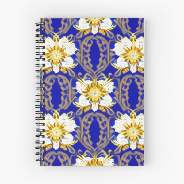 Item preview, Antique blue and gold floral pattern  designed and sold by Roxburylane.