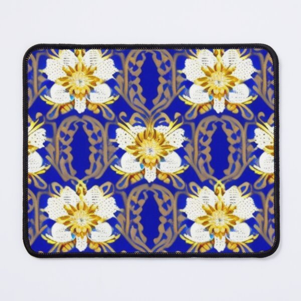 Item preview, Antique blue and gold floral pattern  designed and sold by Roxburylane.