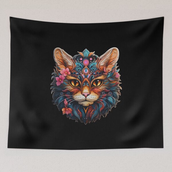 Item preview, Colorful Psychedelic Cat Portrait designed and sold by Artful-Adam.