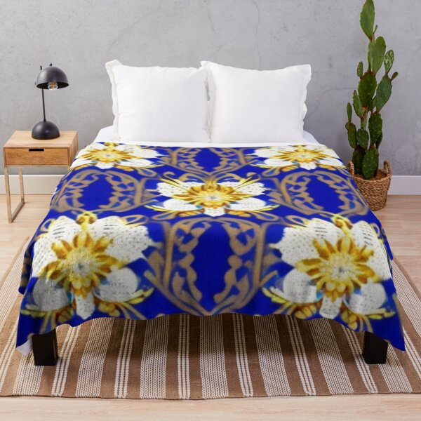 Item preview, Antique blue and gold floral pattern  designed and sold by Roxburylane.