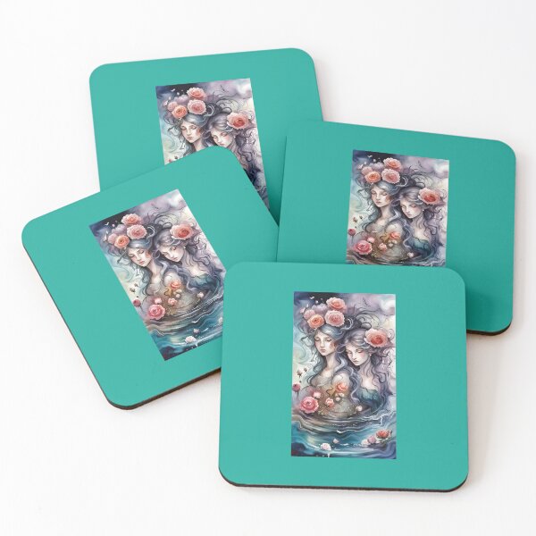 Item preview, two young women, eyes half-closed, bathing together, atmosphere of pleasure with decoration of roses designed and sold by Creativesphotos.