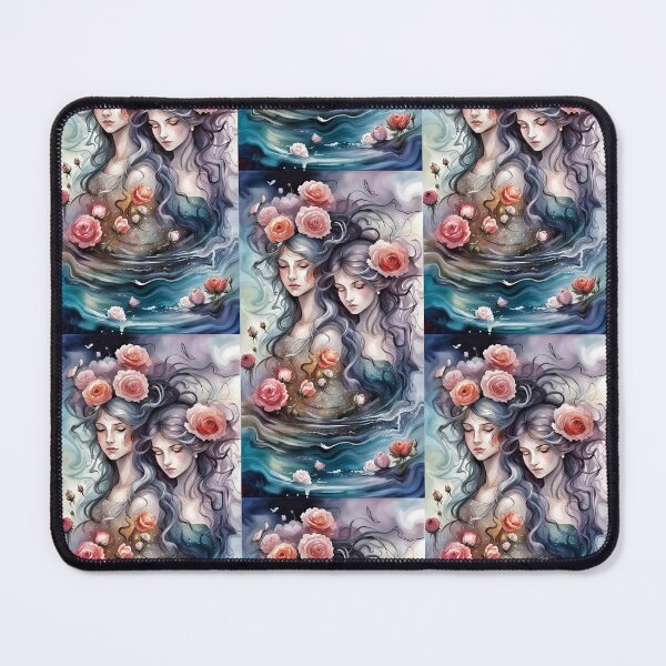 Item preview, two young women, eyes half-closed, bathing together, atmosphere of pleasure with decoration of roses designed and sold by Creativesphotos.