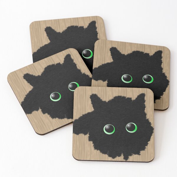 Item preview, Cute Fluffy Black Cat Green Eyes Halloween designed and sold by Zebracorn-shop.