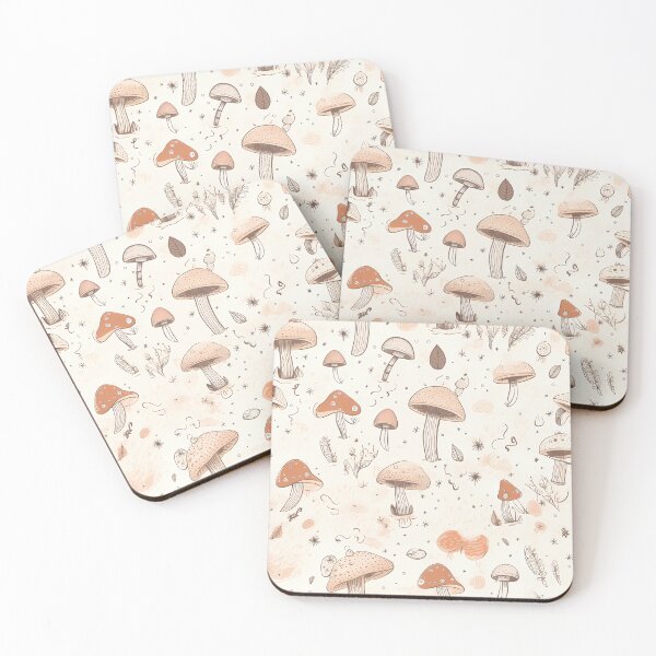 Item preview, Creamy White Mushrooms and plants - Witchy Pattern - Earthy nature  designed and sold by ImageNugget.