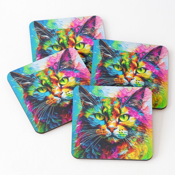 Item preview, Rainbow cat, acrylic colorful art designed and sold by KHWD.