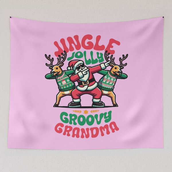 Item preview, Grandma - Holly Jingle Jolly Groovy Santa and Reindeers in Ugly Sweater Dabbing Dancing. Personalized Christmas designed and sold by lunaticbear.