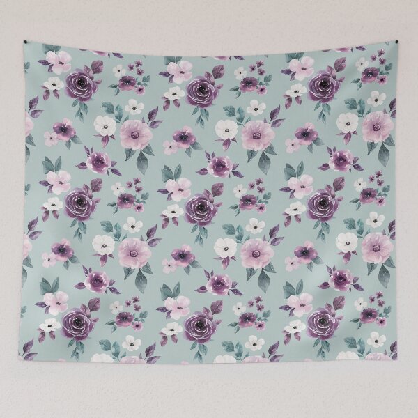 Item preview,  Blue and Purple Winter Floral designed and sold by cateandrainn.