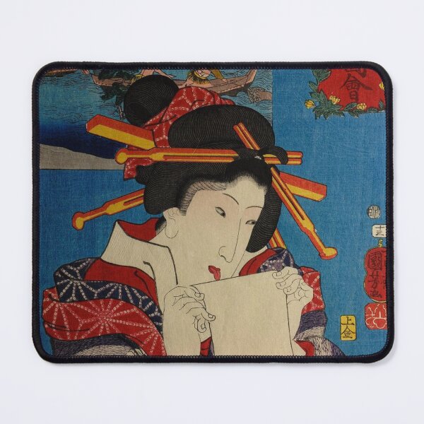 Item preview, Woman licking the edge of a Paper (1852) - Utagawa Kuniyoshi designed and sold by SALON DES ARTS.