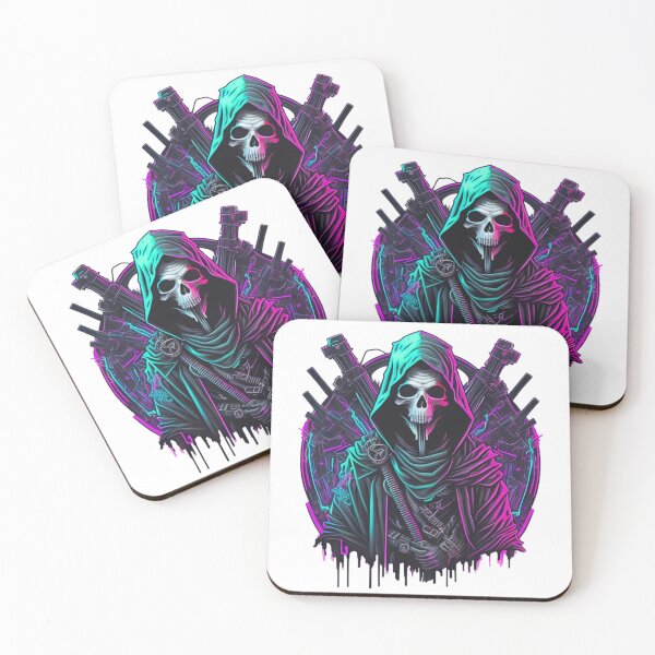 Item preview, Retro Grim Reaper Neon Emblem designed and sold by risingphoenix6.