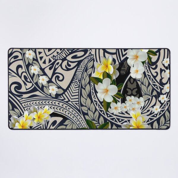 Vista previa del artículo con la obra «Tapa tradicional hawaiana y plumeria», diseñado y vendido por J Marielle Designs.