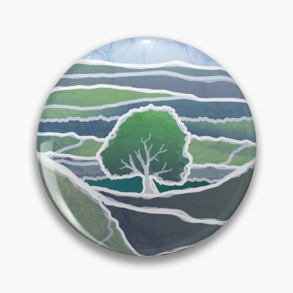 Item preview, Batik style Sycamore Gap Tree Hadrian's Wall Hill Scotland England UK designed and sold by AuroraXGreen.