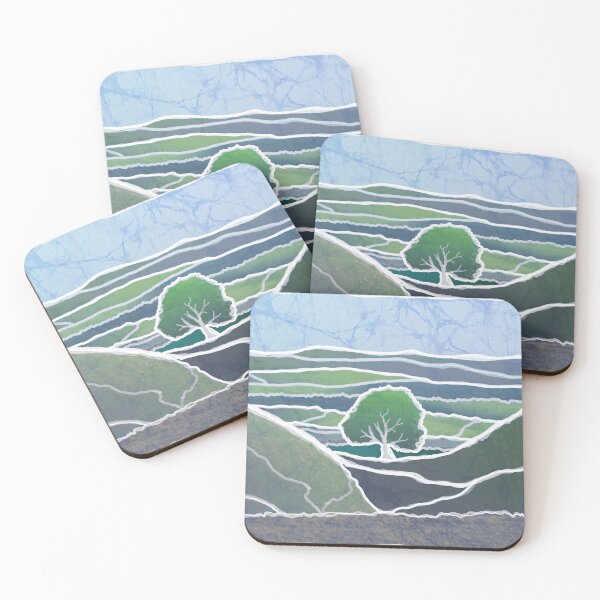 Item preview, Batik style Sycamore Gap Tree Hadrian's Wall Hill Scotland England UK designed and sold by AuroraXGreen.