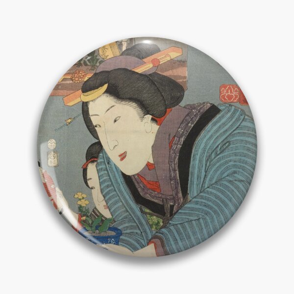 Item preview, Woman with Flower Pots and a Child with a Lantern (1852) - Utagawa Kuniyoshi designed and sold by SALON DES ARTS.