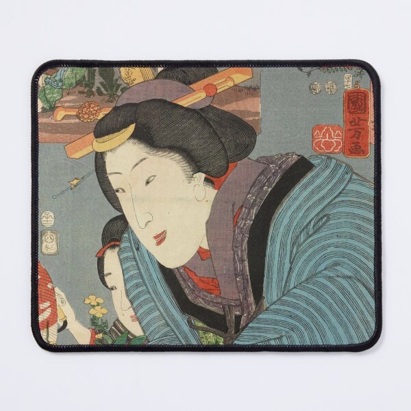 Item preview, Woman with Flower Pots and a Child with a Lantern (1852) - Utagawa Kuniyoshi designed and sold by SALON DES ARTS.