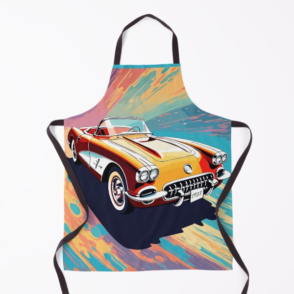 Aperçu de l'œuvre Psychédelique 1958 Corvette convertible illustration colorée créée et vendue par Martymcflay.