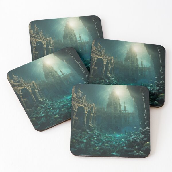 Item preview, Underwater palace kingdom city in ruins sea ocean designed and sold by zand-n-zive.
